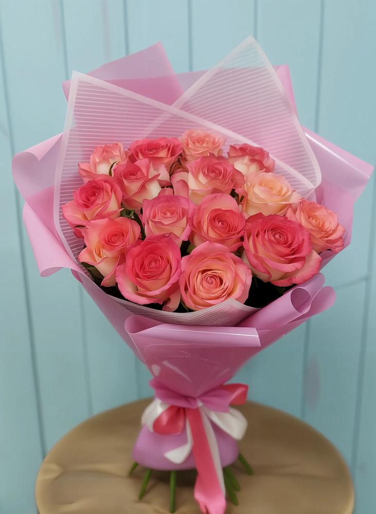 Букет 15 Розовых роз Равель в Железнодорожный Московская область