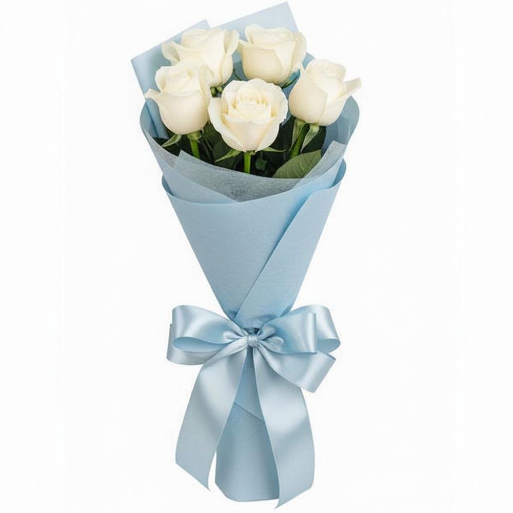 Букет 5 Белых роз Проуд в Железнодорожный Московская область