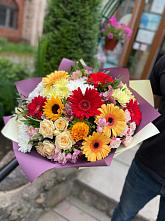 Букет цветов из:  Герберы, Ромашки, Хризантемы, Розы и Подсолнухи #REPLACE_PRED# Железнодорожный Московская область