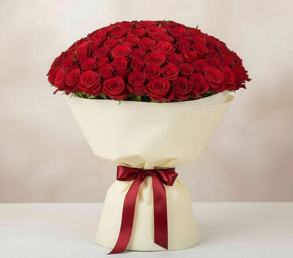 Букет 101 Красная роза Милано в Железнодорожный Московская область
