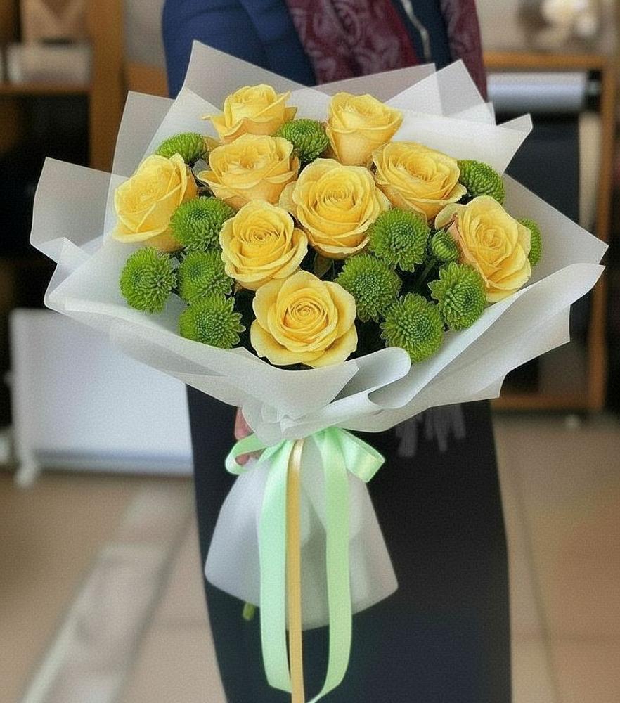 Букет цветов из: Хризантемы и Розы в Железнодорожный Московская область