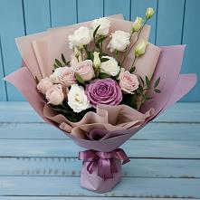 Букет цветов из:  Розы и Лизиантусы в Железнодорожный Московская область