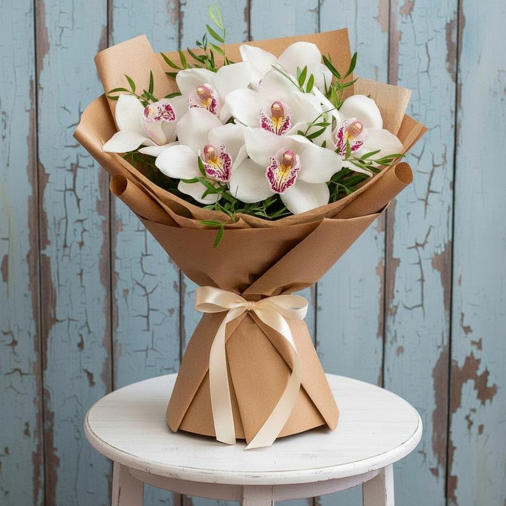Букет цветов из: Орхидеи и Розы в Железнодорожный Московская область