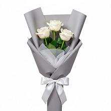 Букет 3 белые розы в Железнодорожный Московская область