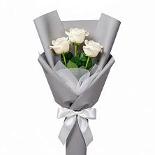 Букет 3 белые розы в Железнодорожный Московская область