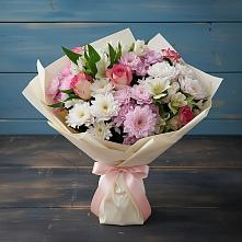 Букет цветов из:  Хризантемы, Альстромерии и Розы в Железнодорожный Московская область