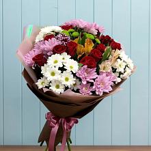 Букет цветов из:  Розы, Хризантемы и Альстромерии в Железнодорожный Московская область