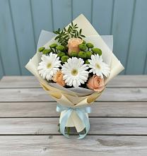 Букет цветов из:  Герберы, Розы и Хризантемы в Железнодорожный Московская область