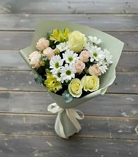 Букет цветов из:  Альстромерии, Розы и Хризантемы в Железнодорожный Московская область