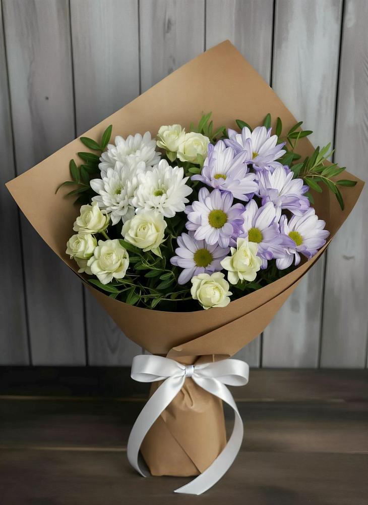 Букет цветов из: Хризантемы и Розы в Железнодорожный Московская область